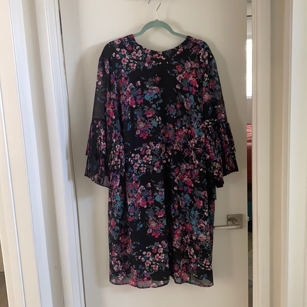 Floral black cocktail dress